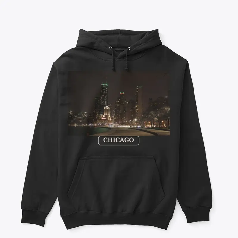 Chicago Night Skyline Hoodie